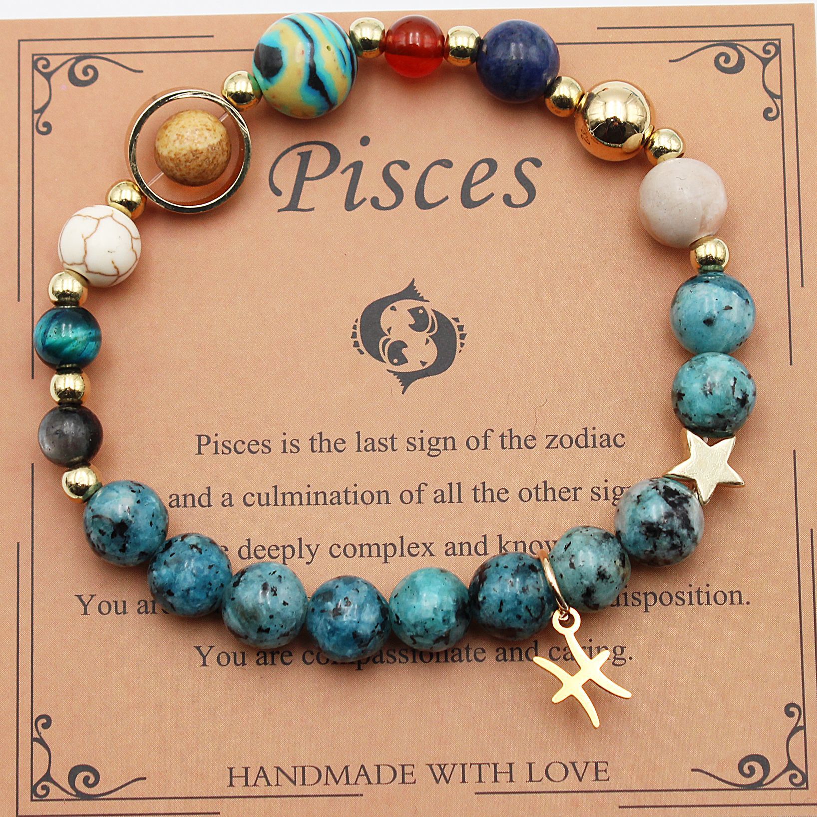 Eight Planets 12 Constellation Bracelet Natural Stone Hemp Stone - Vintgedrifter