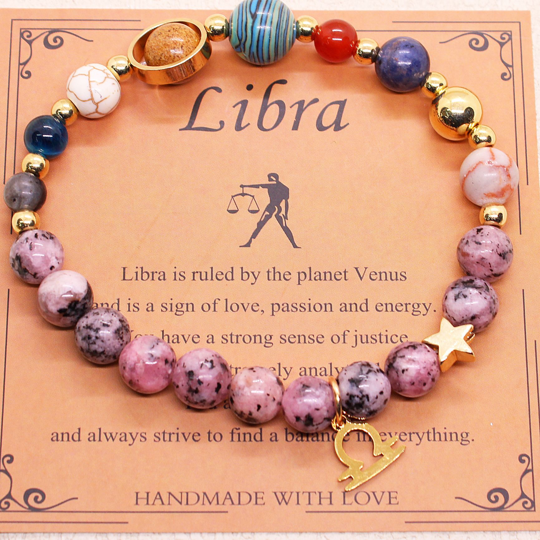 Eight Planets 12 Constellation Bracelet Natural Stone Hemp Stone - Vintgedrifter