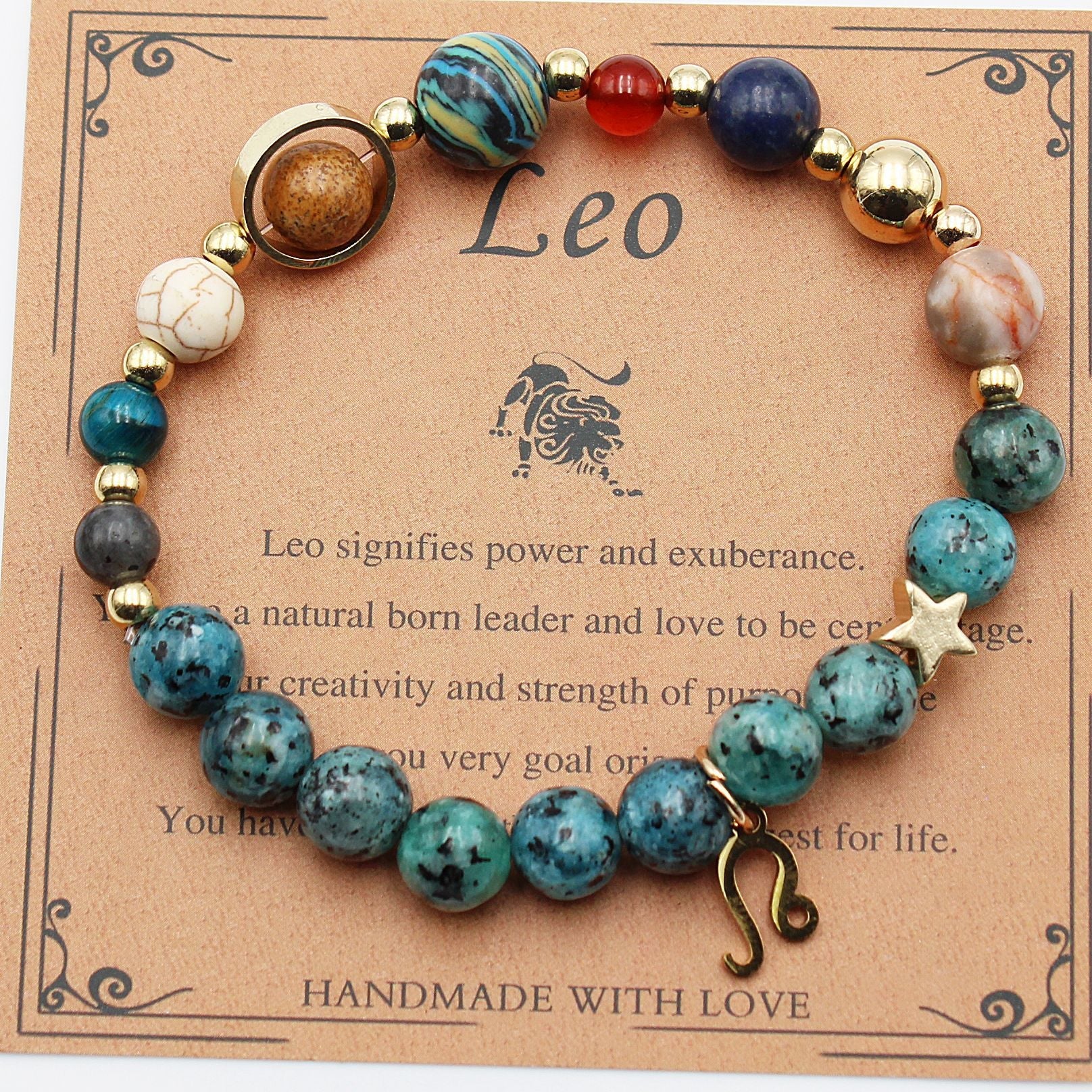 Eight Planets 12 Constellation Bracelet Natural Stone Hemp Stone - Vintgedrifter