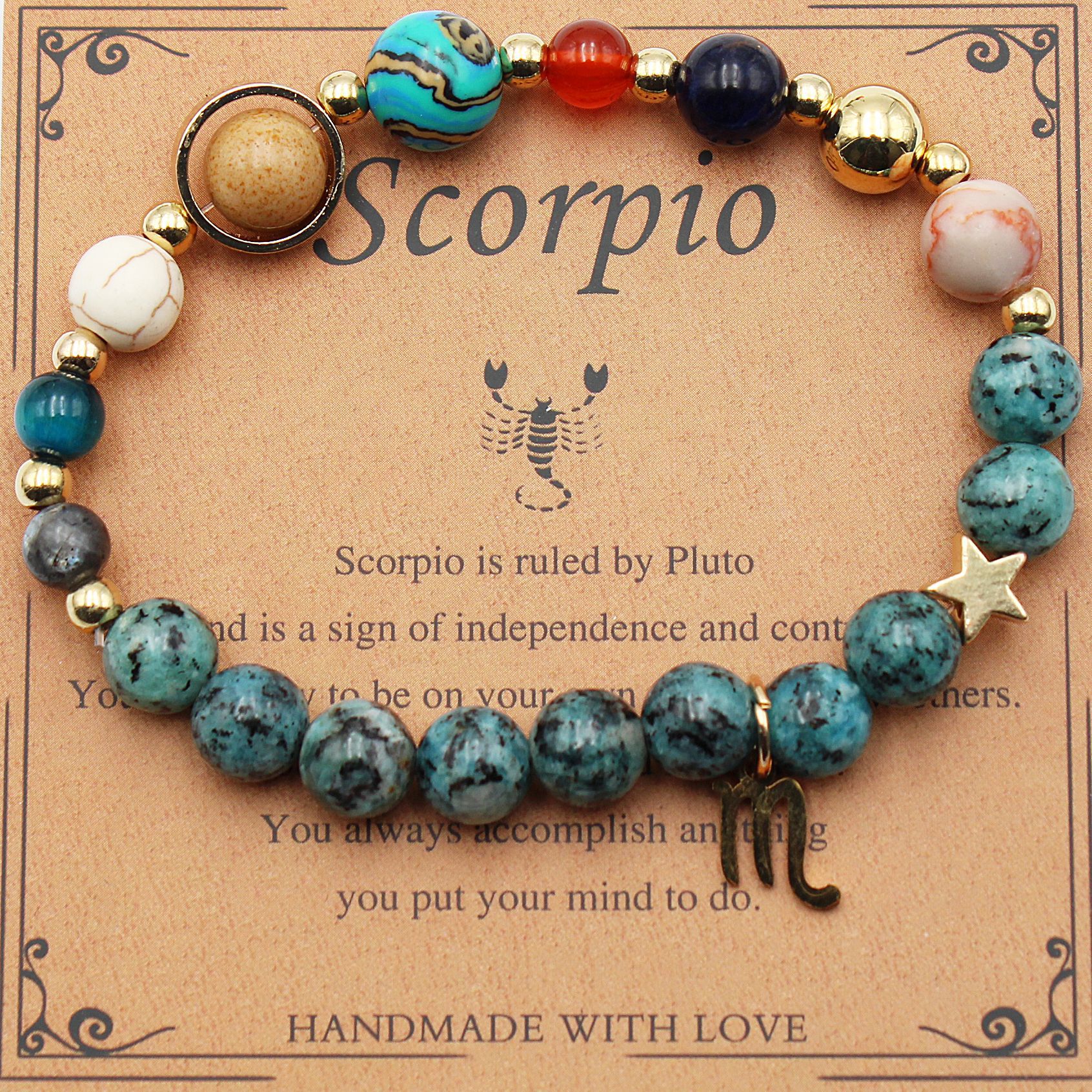 Eight Planets 12 Constellation Bracelet Natural Stone Hemp Stone - Vintgedrifter