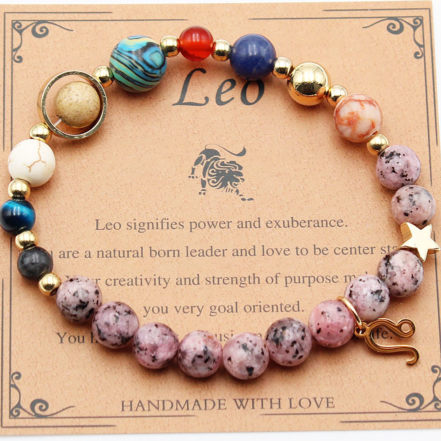 Eight Planets 12 Constellation Bracelet Natural Stone Hemp Stone - Vintgedrifter
