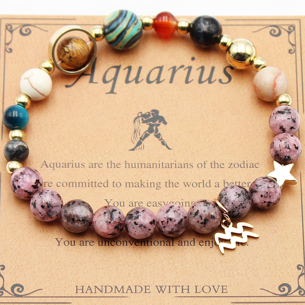 Eight Planets 12 Constellation Bracelet Natural Stone Hemp Stone - Vintgedrifter