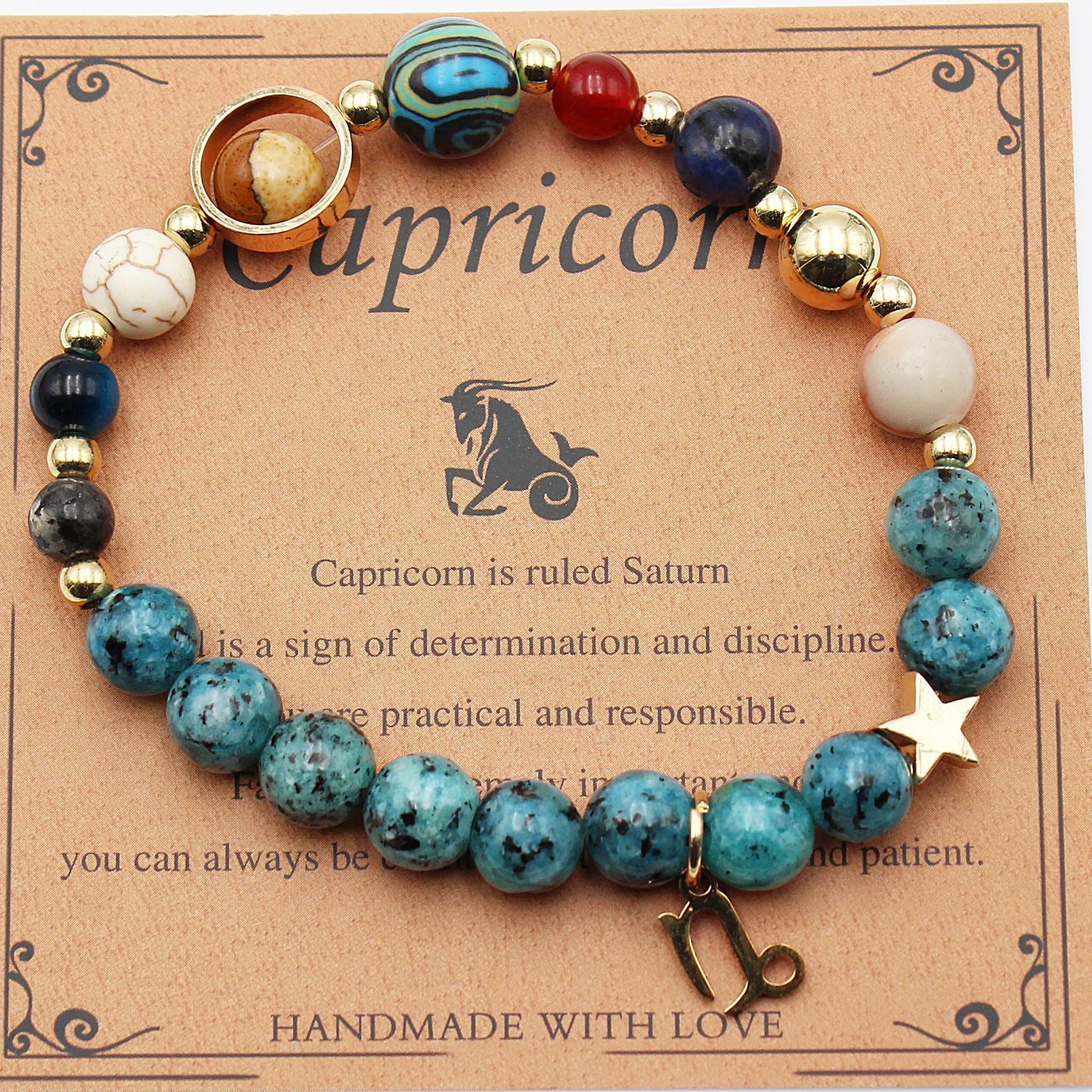 Eight Planets 12 Constellation Bracelet Natural Stone Hemp Stone - Vintgedrifter