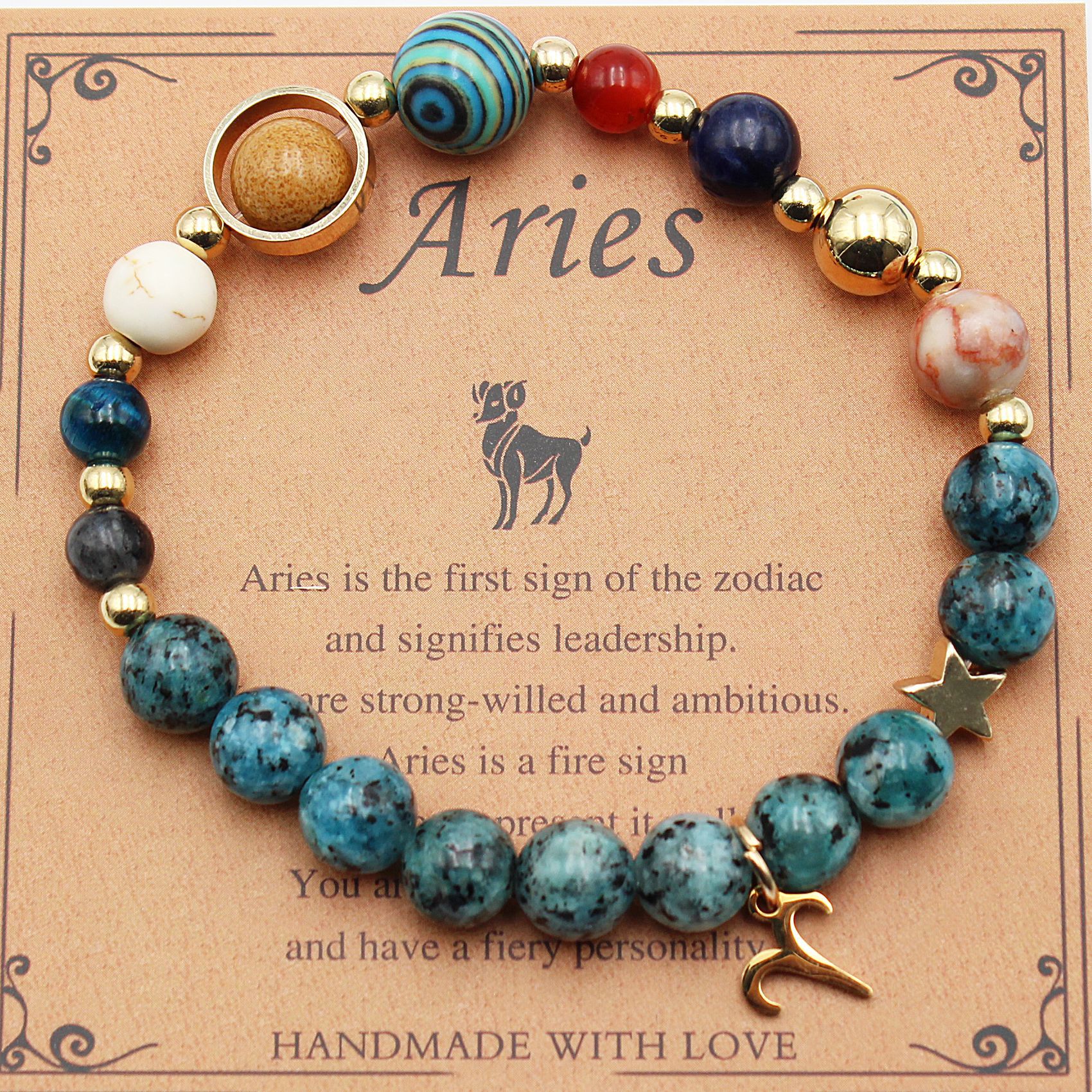 Eight Planets 12 Constellation Bracelet Natural Stone Hemp Stone - Vintgedrifter