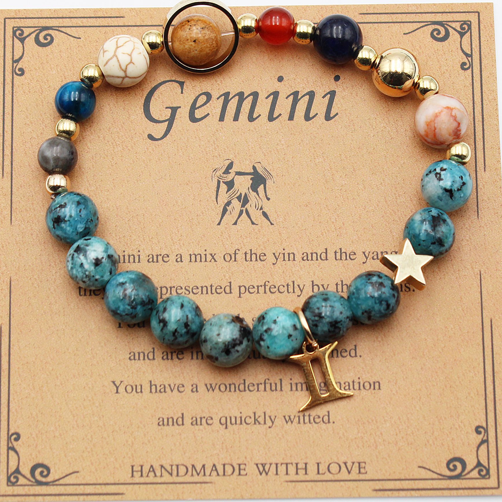 Eight Planets 12 Constellation Bracelet Natural Stone Hemp Stone - Vintgedrifter