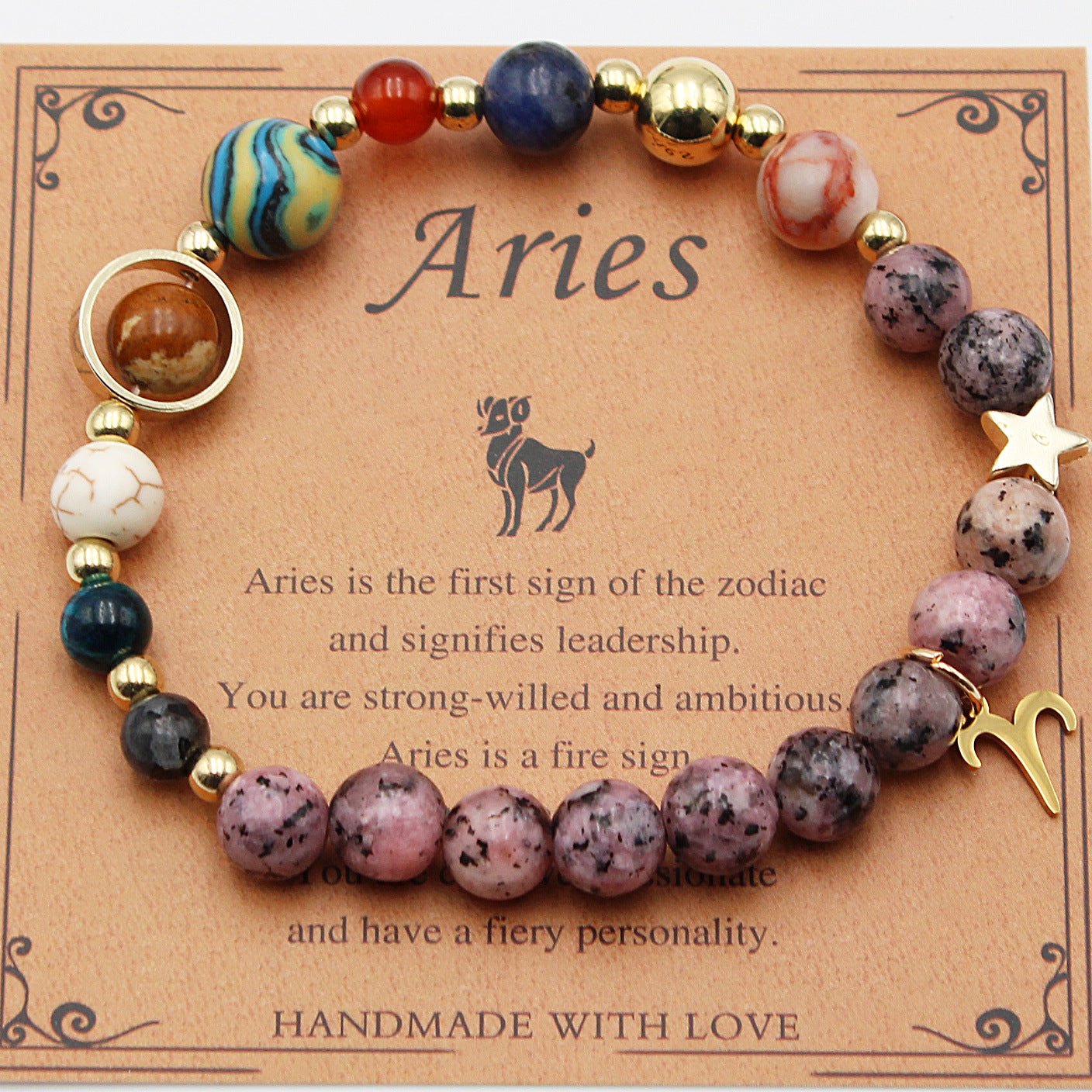 Eight Planets 12 Constellation Bracelet Natural Stone Hemp Stone - Vintgedrifter