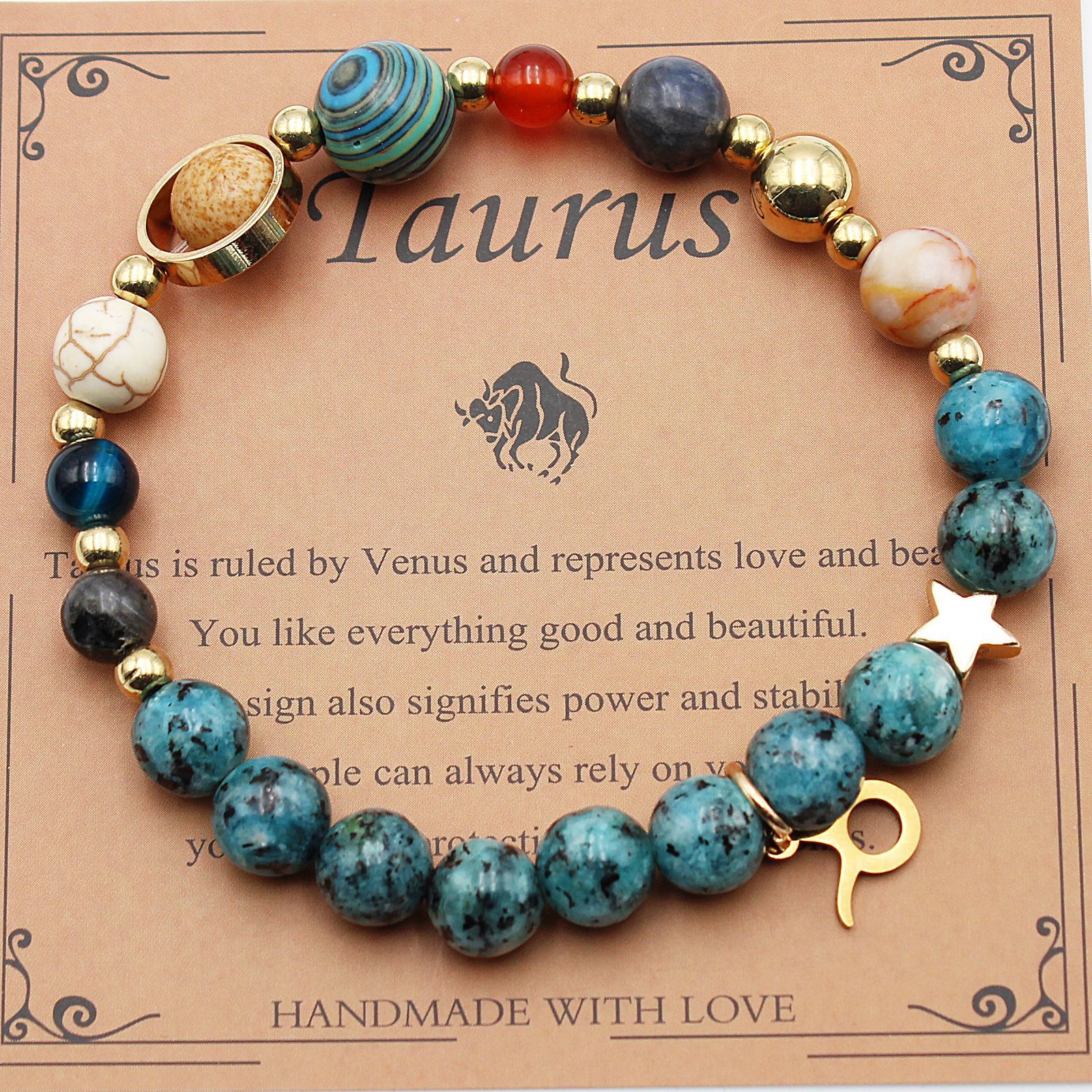 Eight Planets 12 Constellation Bracelet Natural Stone Hemp Stone - Vintgedrifter