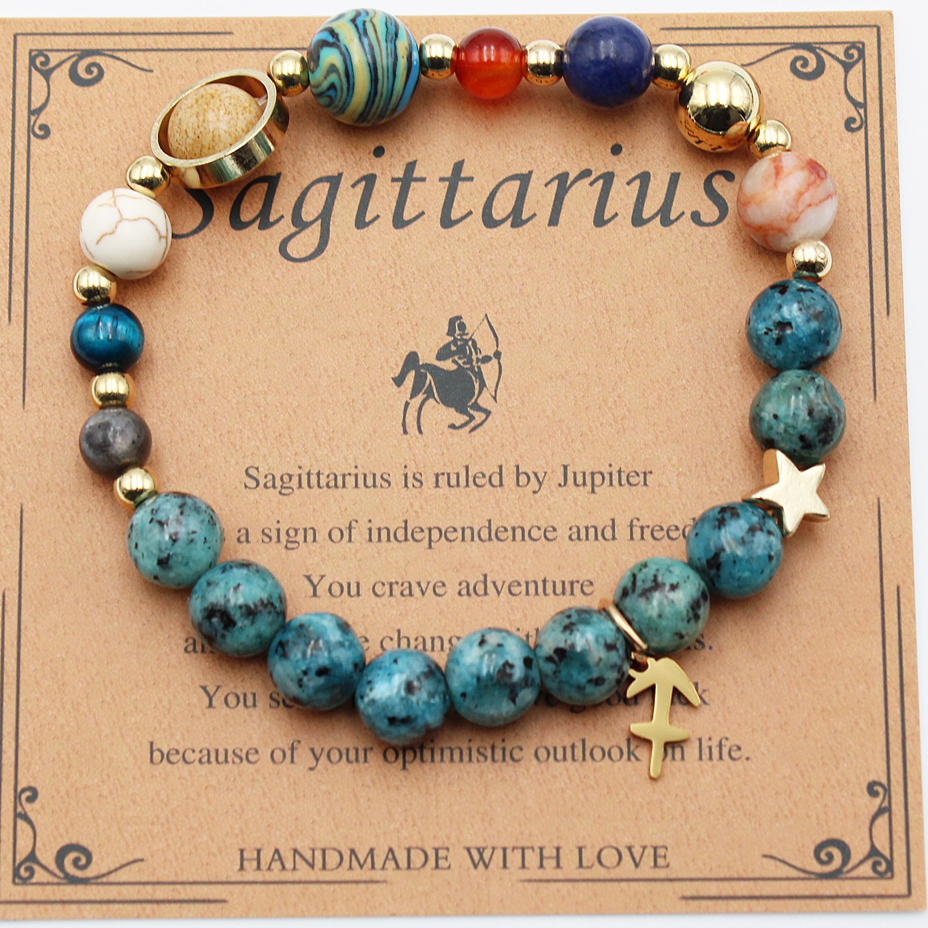 Eight Planets 12 Constellation Bracelet Natural Stone Hemp Stone - Vintgedrifter
