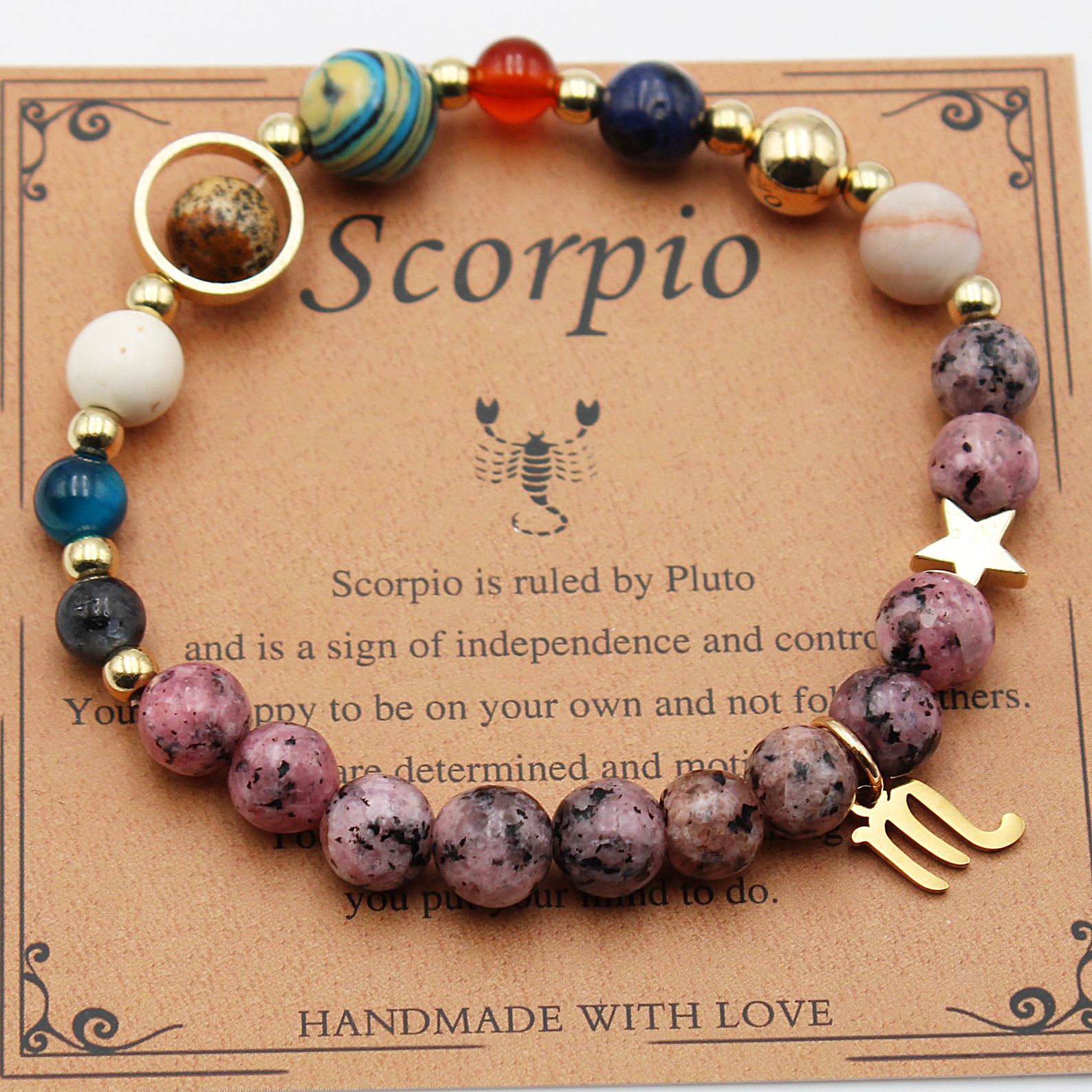 Eight Planets 12 Constellation Bracelet Natural Stone Hemp Stone - Vintgedrifter