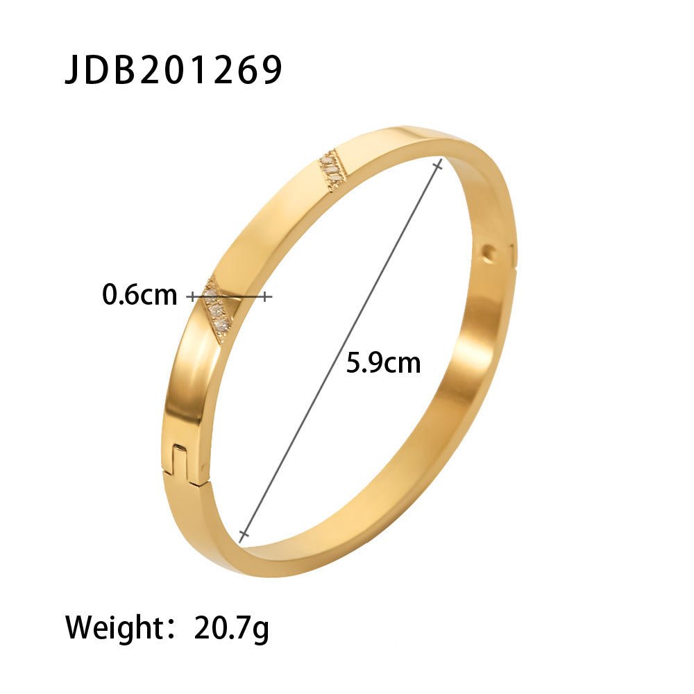 Fashionable And Versatile Gold-plated Stainless Steel Bracelets With Zirconia - Vintgedrifter