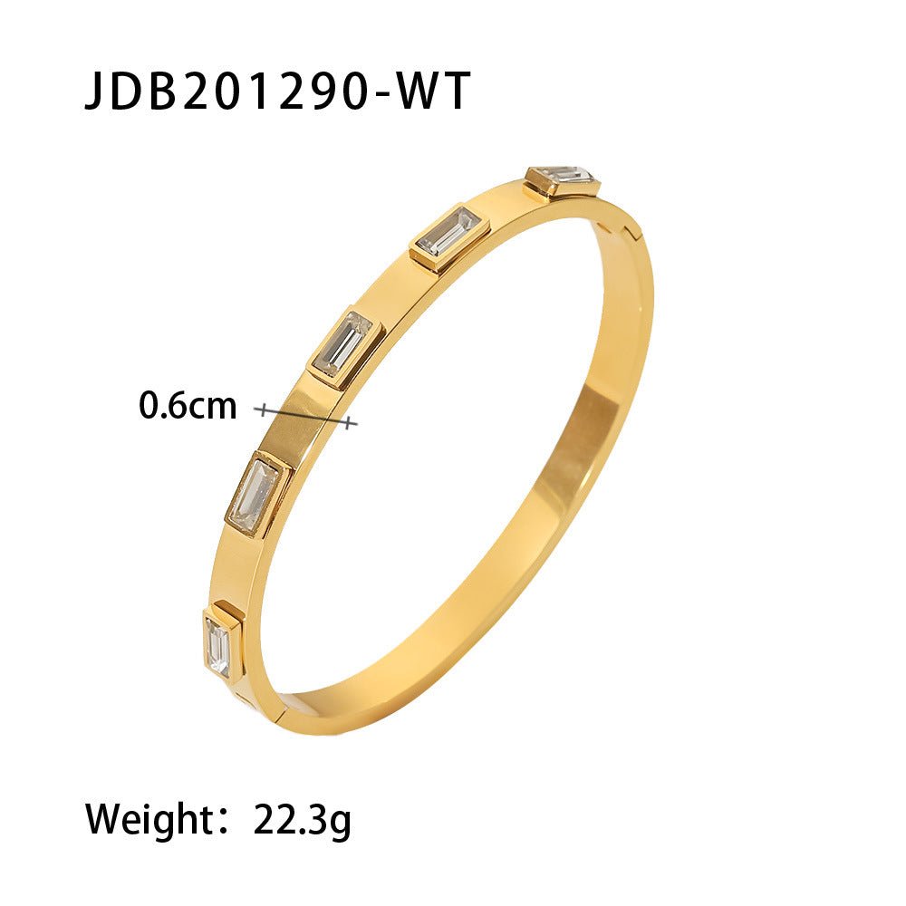 Fashionable And Versatile Gold-plated Stainless Steel Bracelets With Zirconia - Vintgedrifter