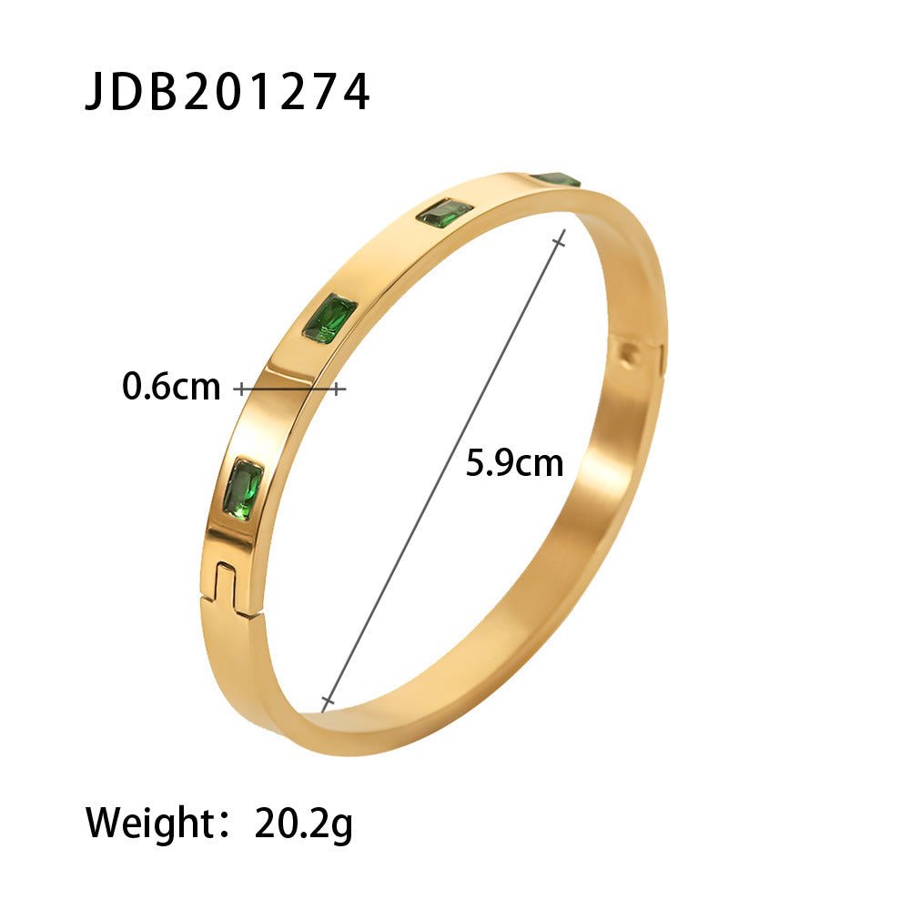 Fashionable And Versatile Gold-plated Stainless Steel Bracelets With Zirconia - Vintgedrifter