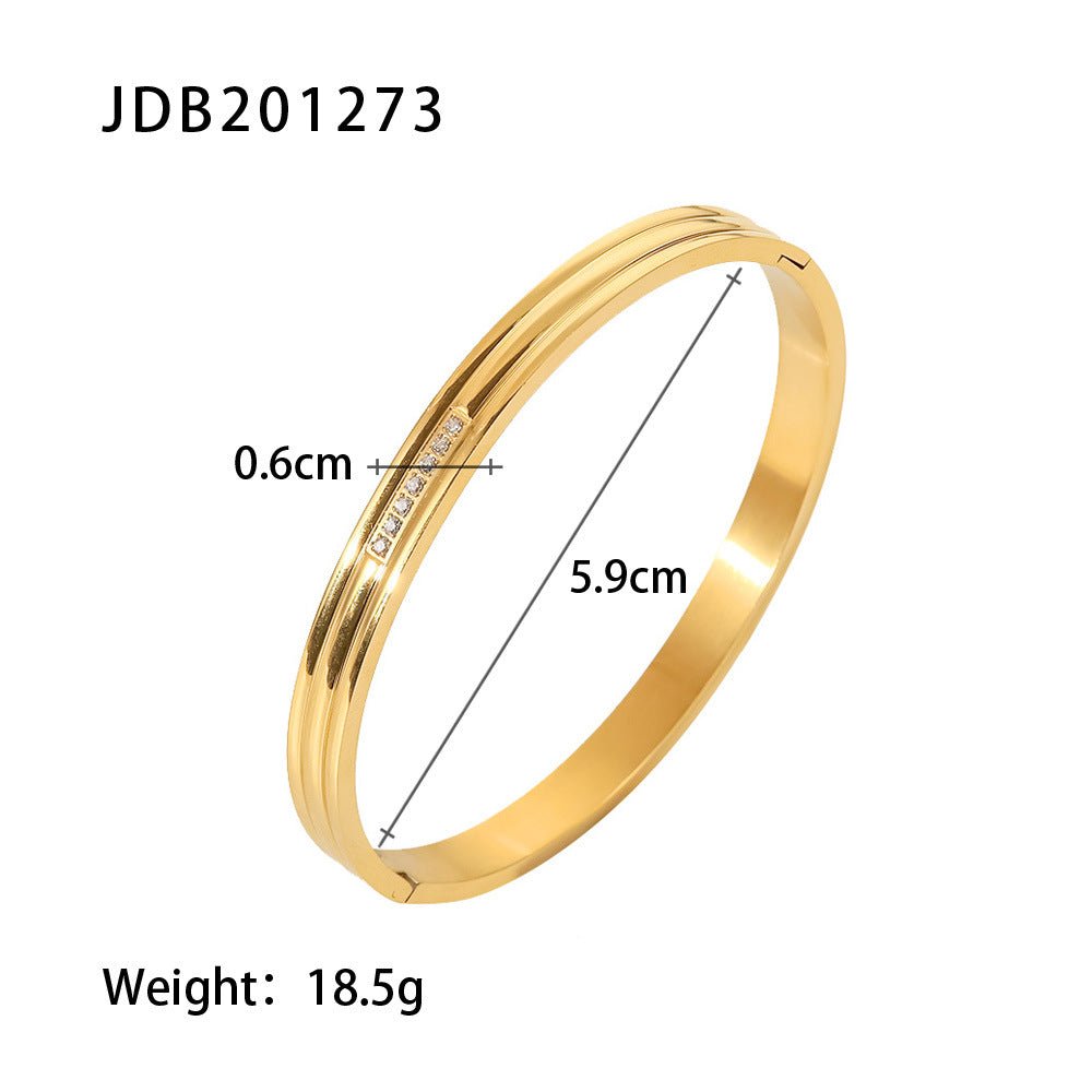 Fashionable And Versatile Gold-plated Stainless Steel Bracelets With Zirconia - Vintgedrifter