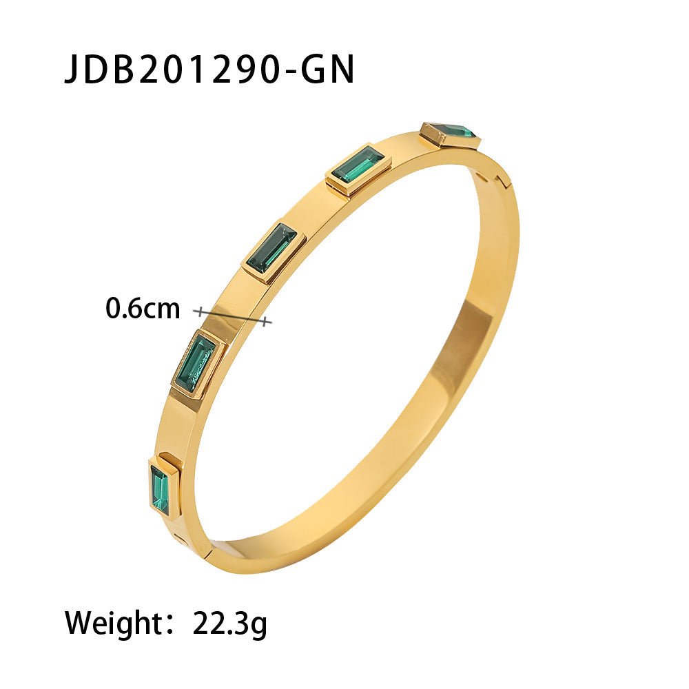 Fashionable And Versatile Gold-plated Stainless Steel Bracelets With Zirconia - Vintgedrifter