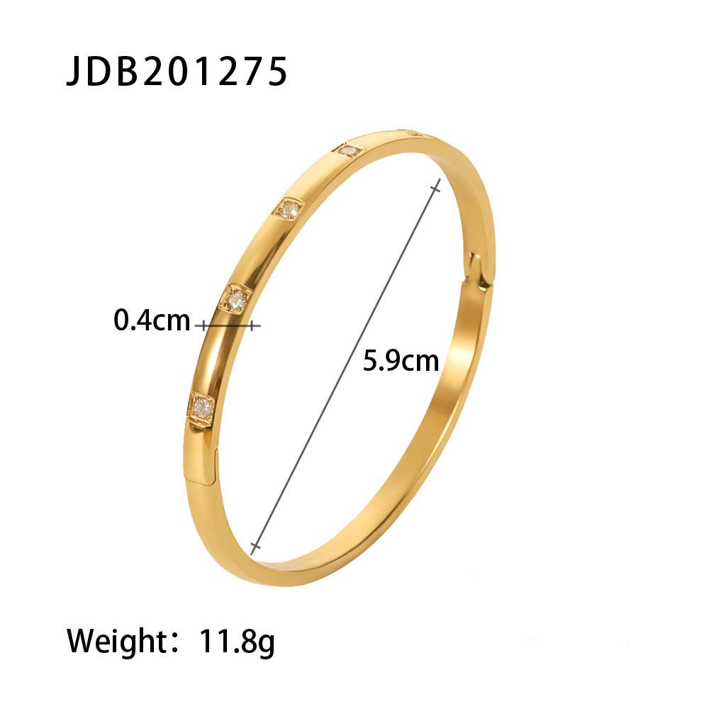 Fashionable And Versatile Gold-plated Stainless Steel Bracelets With Zirconia - Vintgedrifter