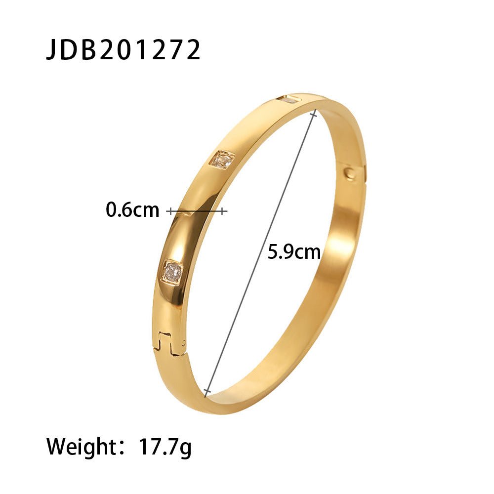 Fashionable And Versatile Gold-plated Stainless Steel Bracelets With Zirconia - Vintgedrifter