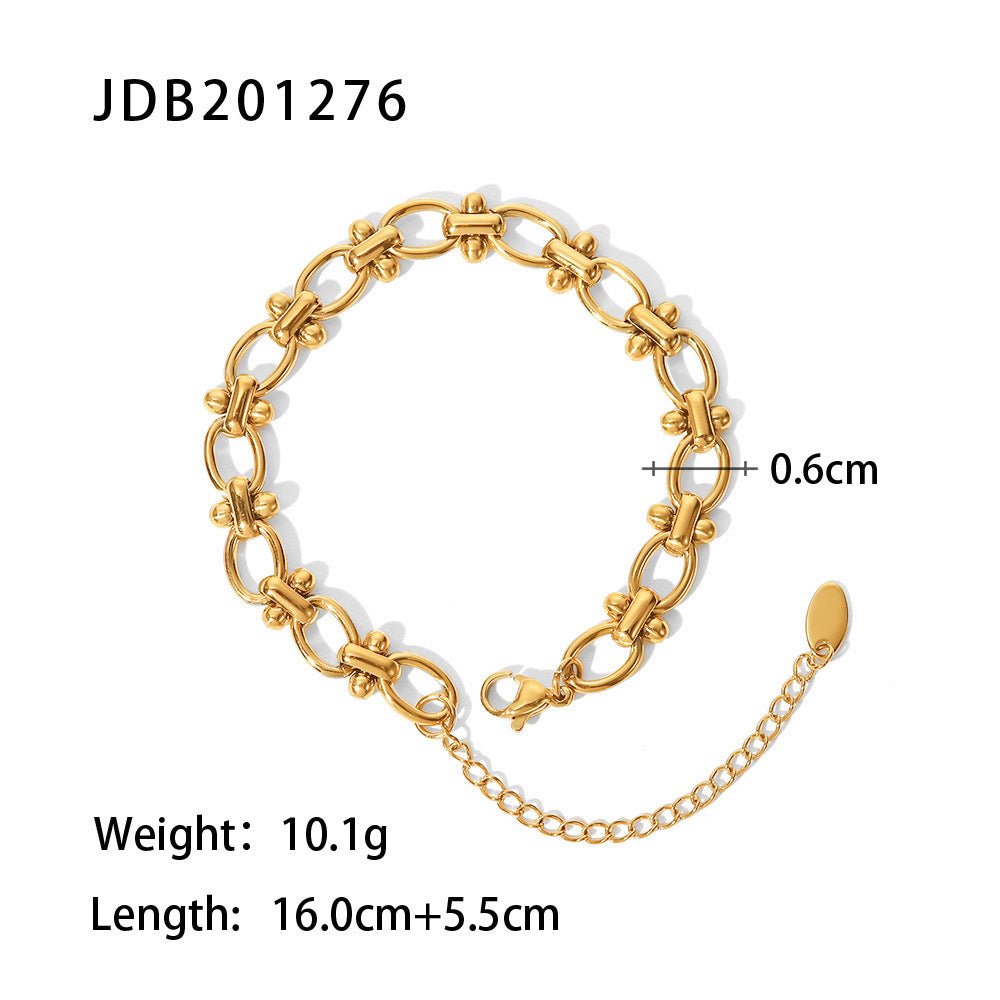 Fashionable And Versatile Gold-plated Stainless Steel Bracelets With Zirconia - Vintgedrifter