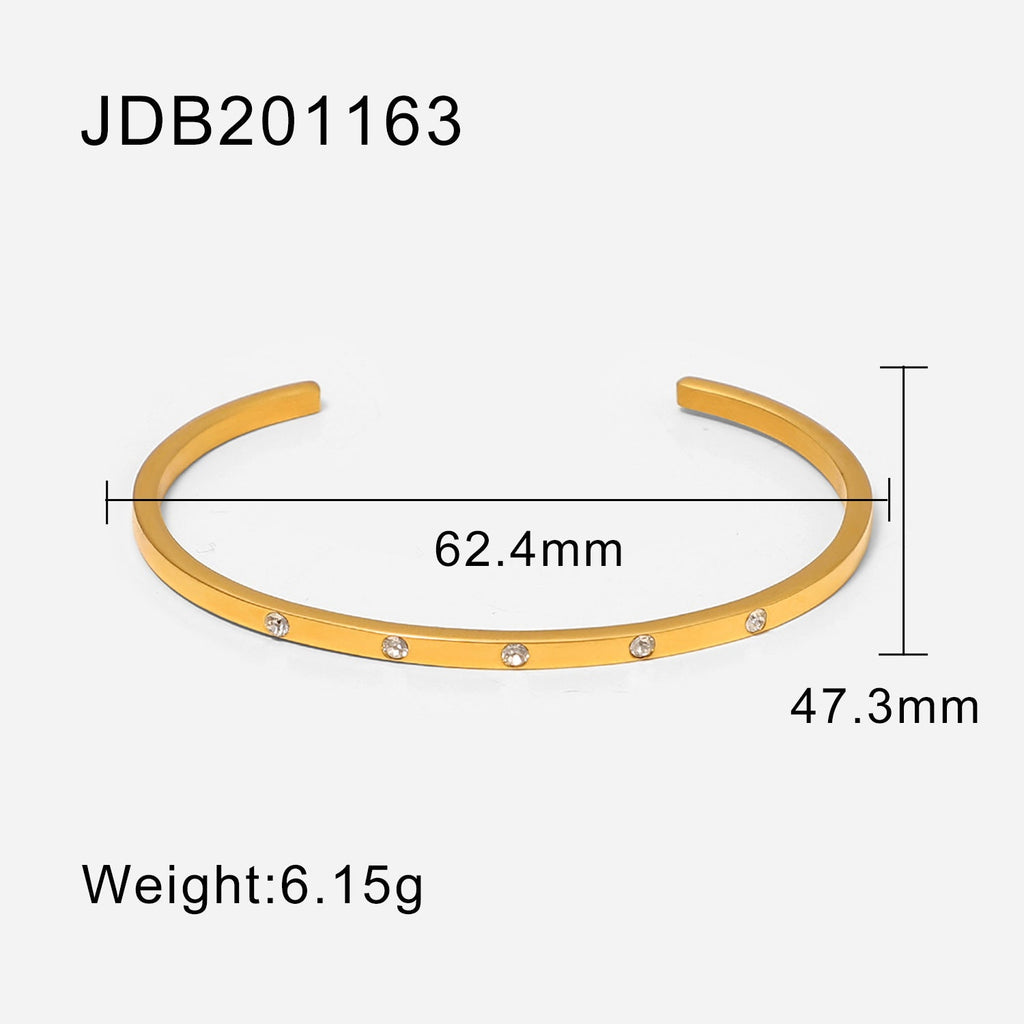 Fashionable And Versatile Gold-plated Stainless Steel Bracelets With Zirconia - Vintgedrifter