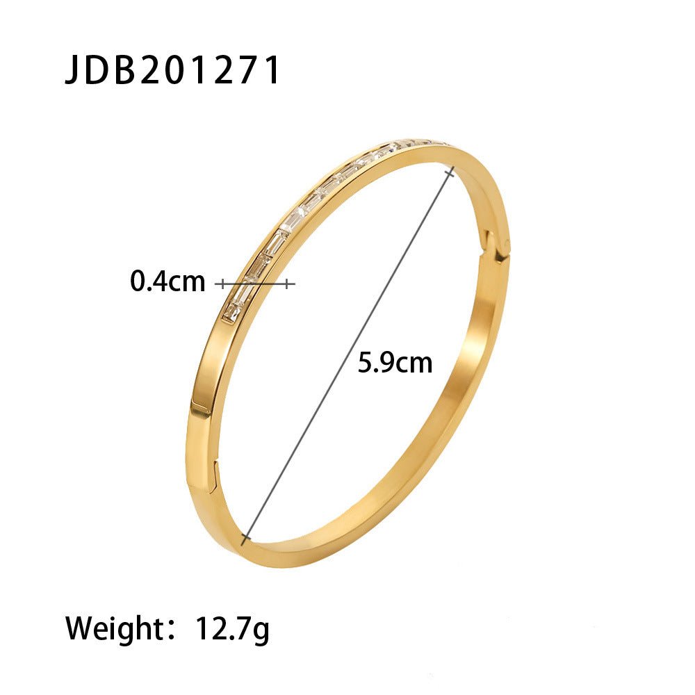 Fashionable And Versatile Gold-plated Stainless Steel Bracelets With Zirconia - Vintgedrifter