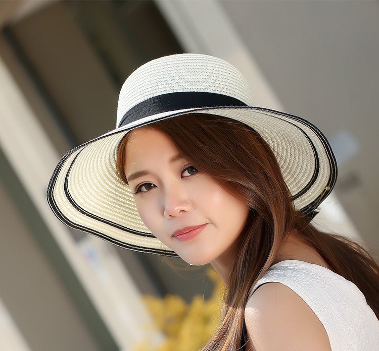 Foldable Wide Brim Panama Straw Hat – Women's Summer Beach Visor - Vintgedrifter