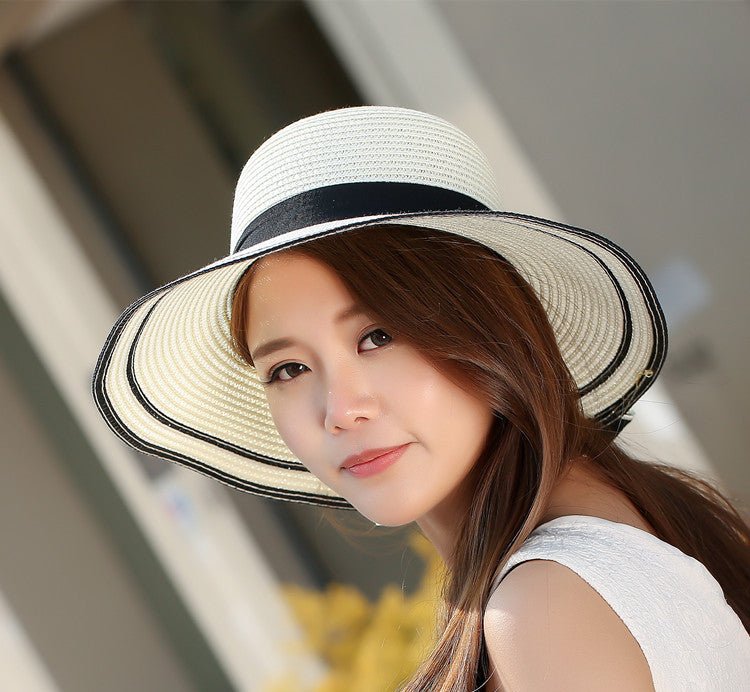 Foldable Wide Brim Panama Straw Hat – Women's Summer Beach Visor - Vintgedrifter