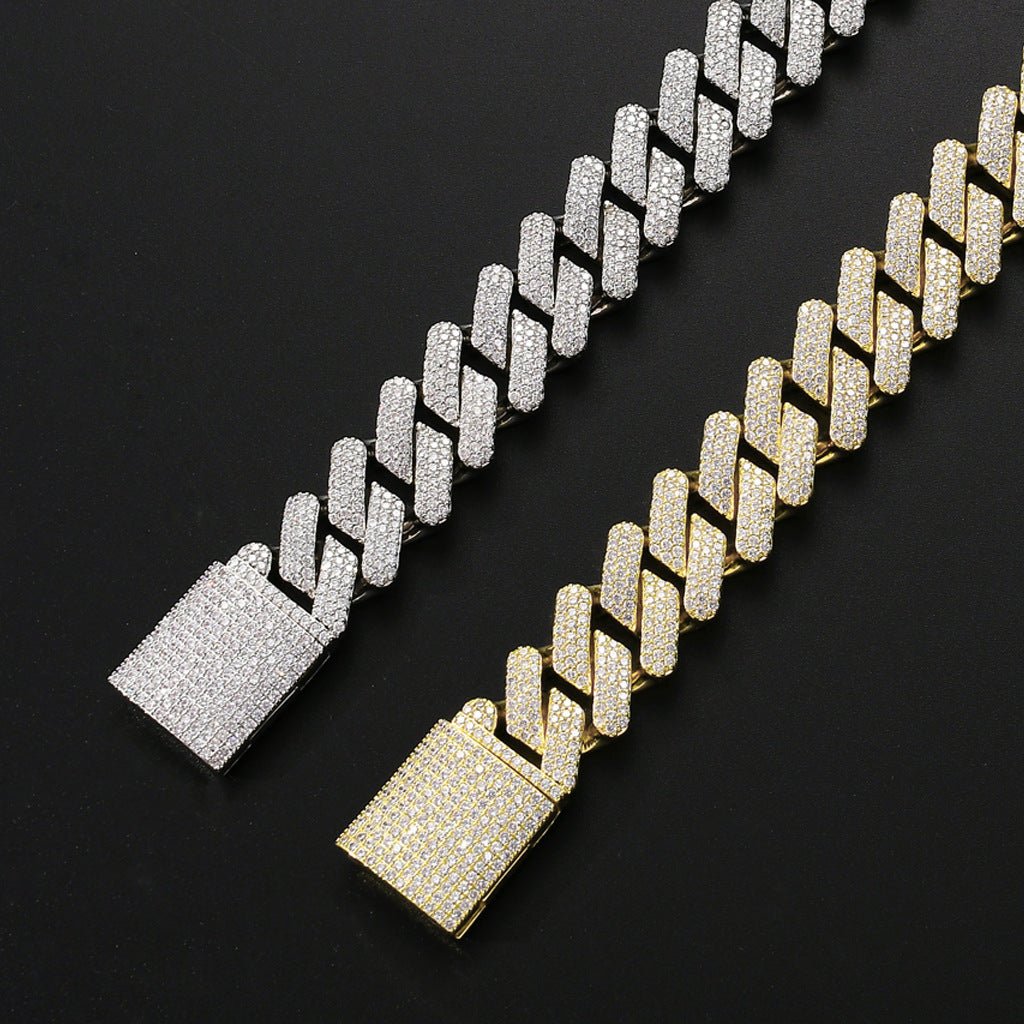 Full Zircon Cuban Chain Necklace – Gold Plated Copper Hip Hop Necklace | 16"-24" - Vintgedrifter