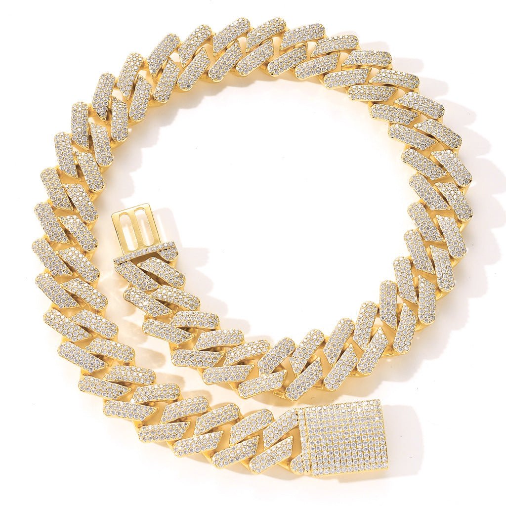 Full Zircon Cuban Chain Necklace – Gold Plated Copper Hip Hop Necklace | 16"-24" - Vintgedrifter