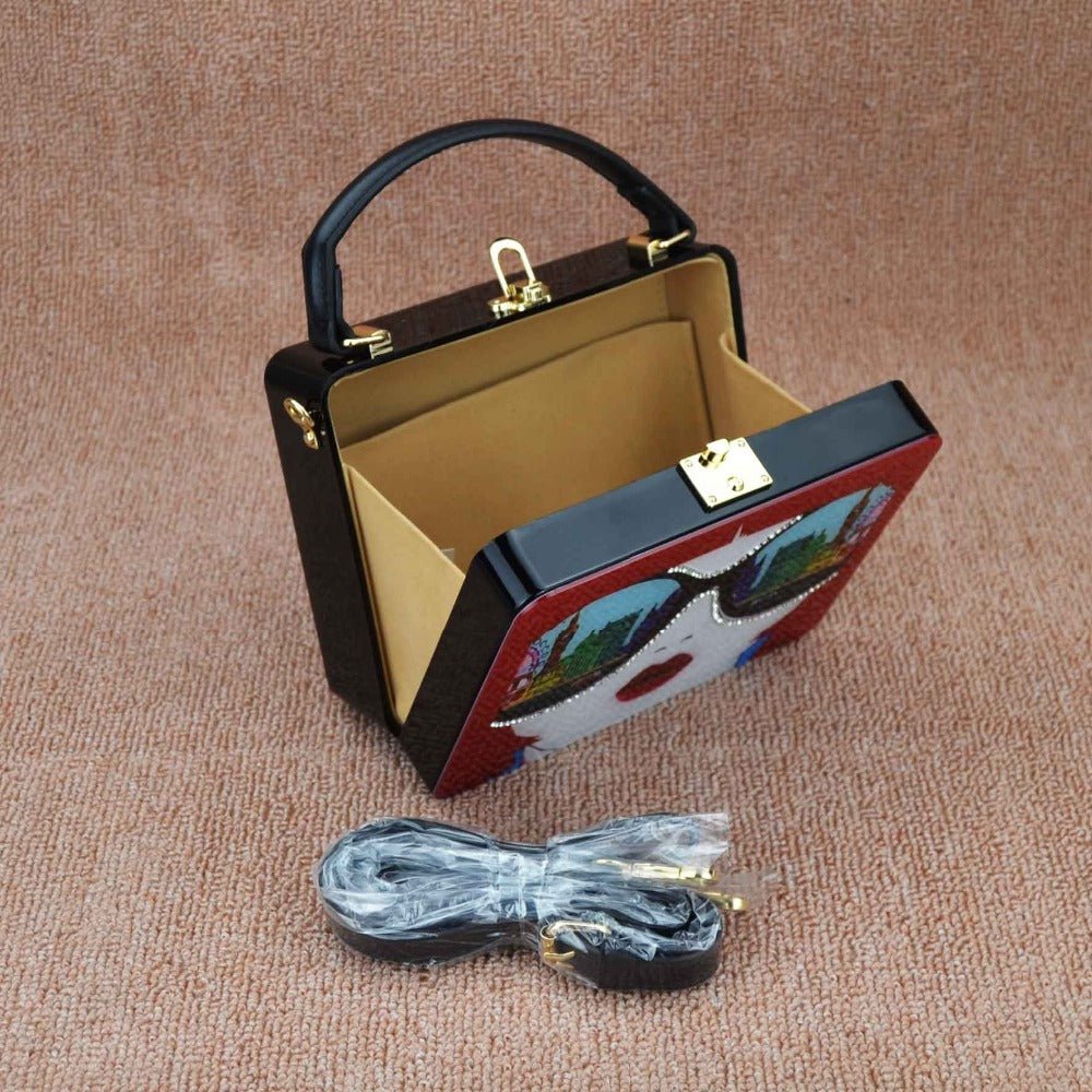 Geometric PU Leather Crossbody Bag – Mini Messenger Bag with Lock Closure - Vintgedrifter