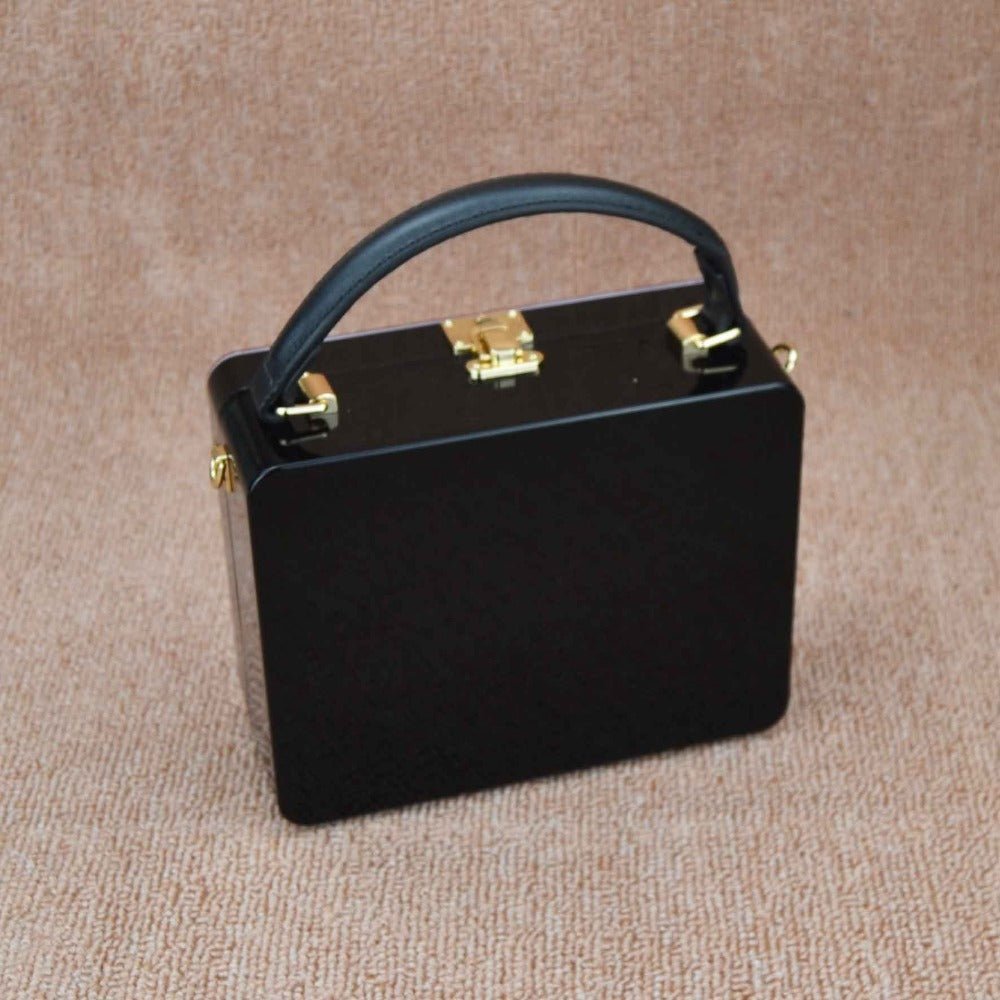 Geometric PU Leather Crossbody Bag – Mini Messenger Bag with Lock Closure - Vintgedrifter