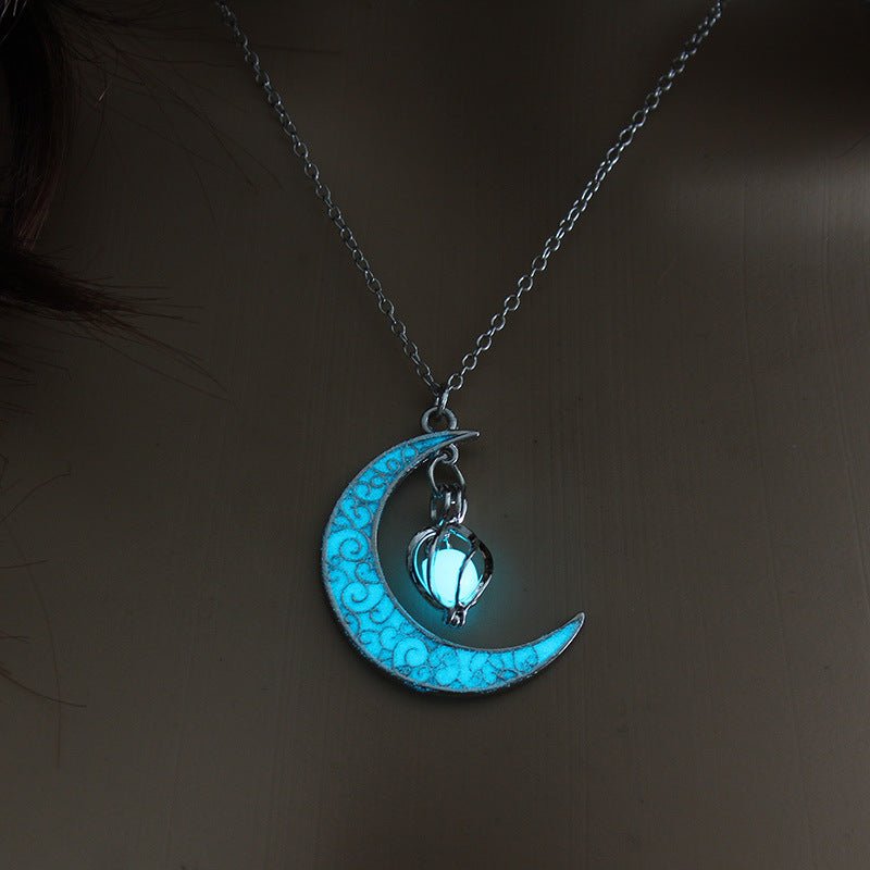 Glow-in-the-Dark Pendant Necklace – Silver Plated Chain | Multiple Colors - Vintgedrifter