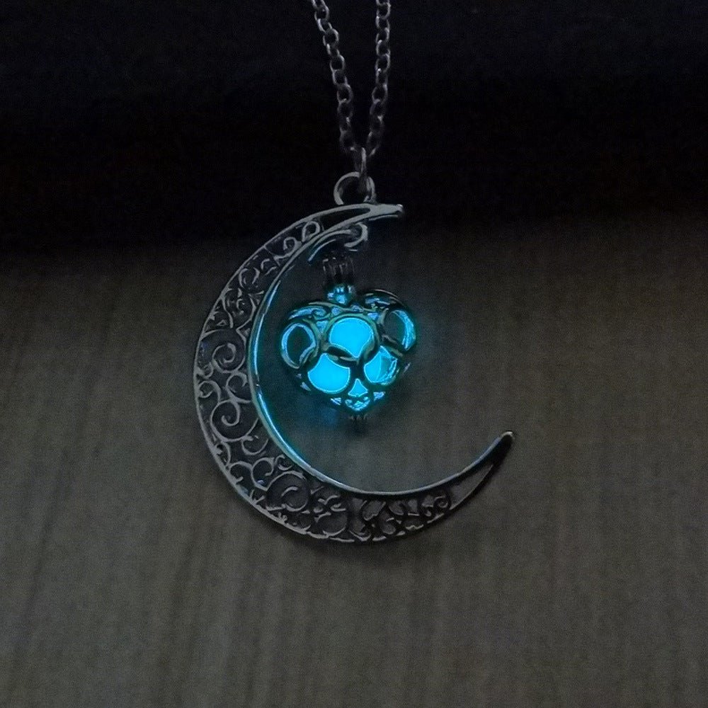 Glow-in-the-Dark Pendant Necklace – Silver Plated Chain | Multiple Colors - Vintgedrifter