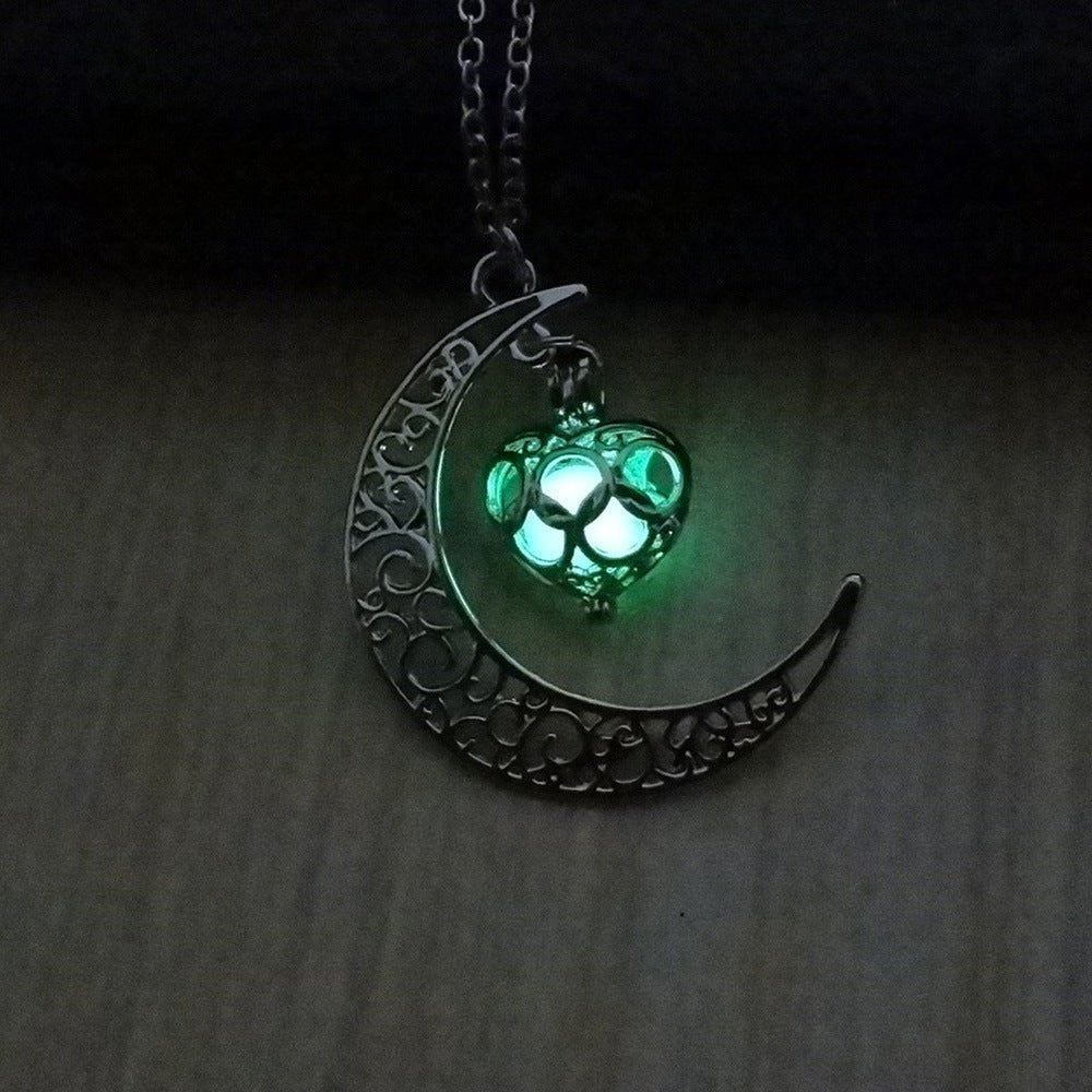 Glow-in-the-Dark Pendant Necklace – Silver Plated Chain | Multiple Colors - Vintgedrifter