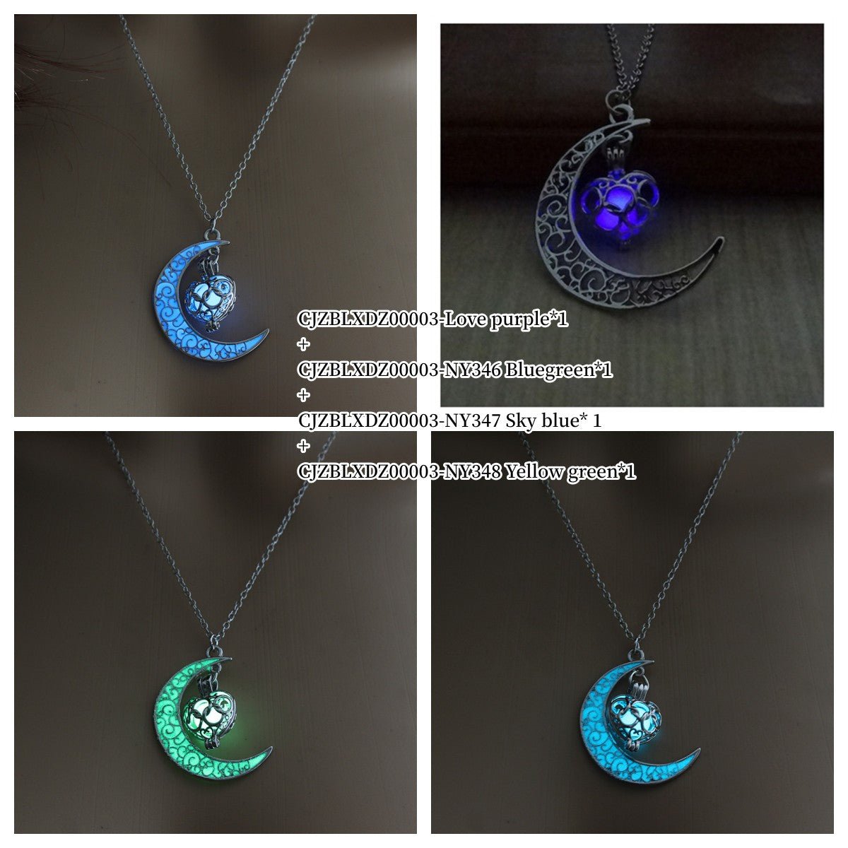Glow-in-the-Dark Pendant Necklace – Silver Plated Chain | Multiple Colors - Vintgedrifter