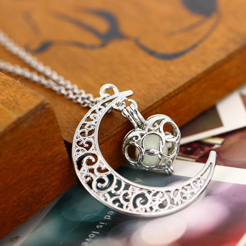 Glow-in-the-Dark Pendant Necklace – Silver Plated Chain | Multiple Colors - Vintgedrifter