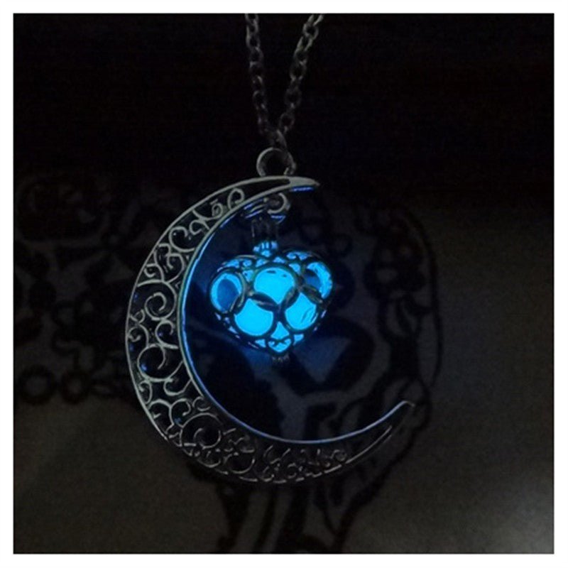 Glow-in-the-Dark Pendant Necklace – Silver Plated Chain | Multiple Colors - Vintgedrifter