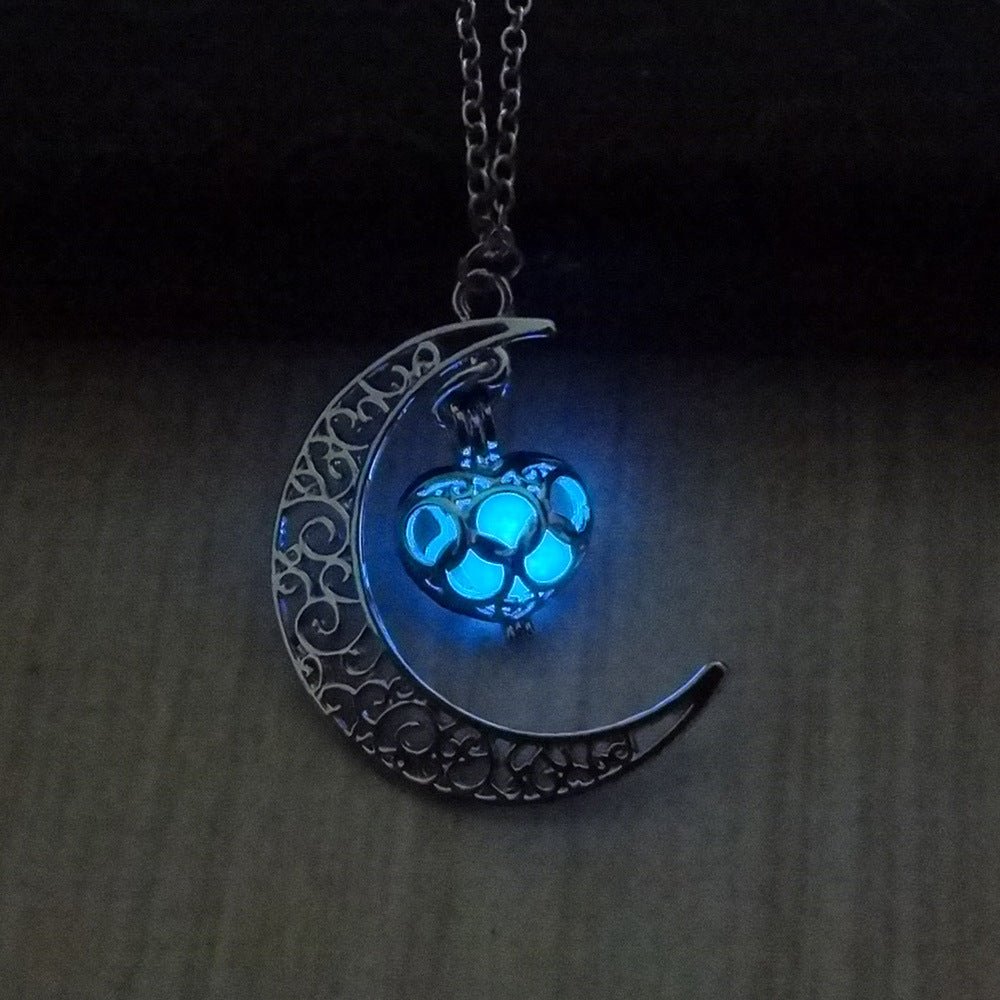 Glow-in-the-Dark Pendant Necklace – Silver Plated Chain | Multiple Colors - Vintgedrifter