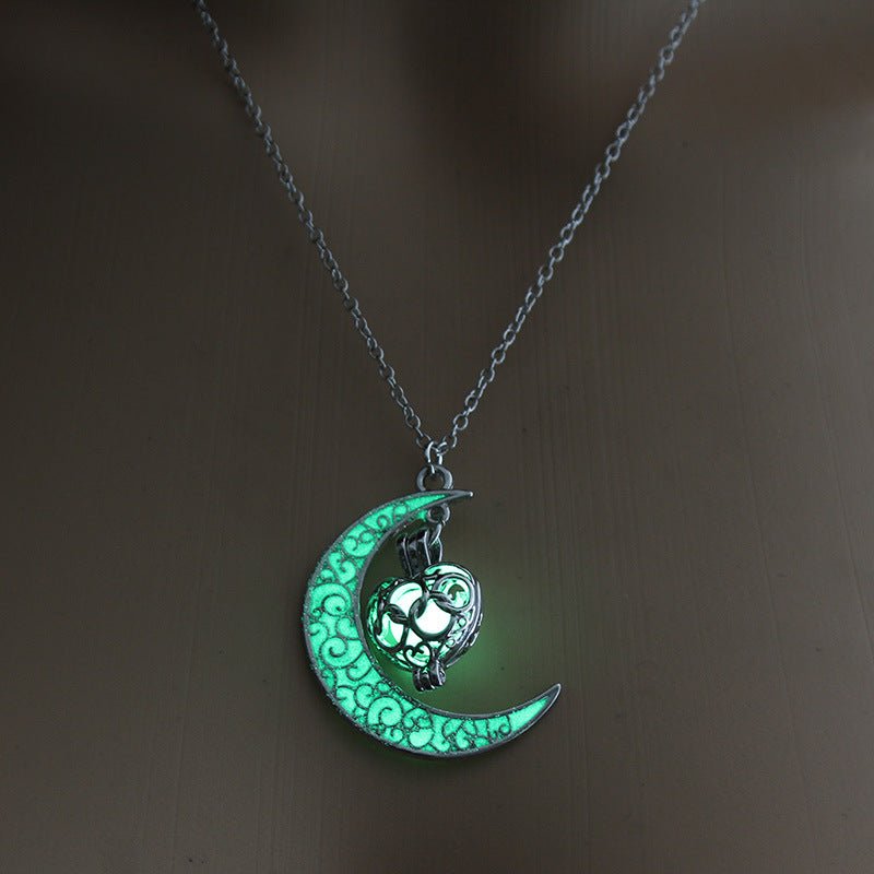 Glow-in-the-Dark Pendant Necklace – Silver Plated Chain | Multiple Colors - Vintgedrifter
