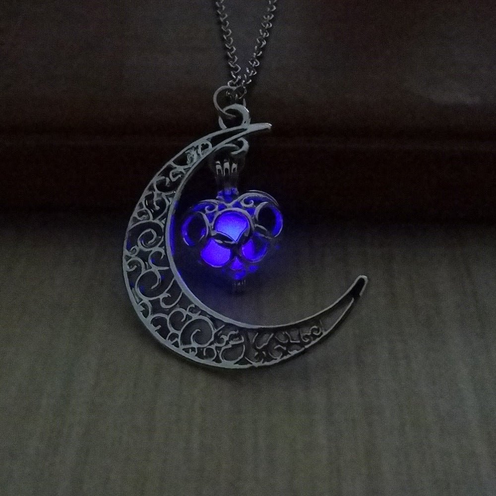 Glow-in-the-Dark Pendant Necklace – Silver Plated Chain | Multiple Colors - Vintgedrifter