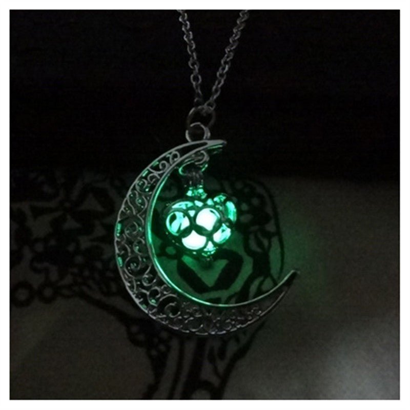 Glow-in-the-Dark Pendant Necklace – Silver Plated Chain | Multiple Colors - Vintgedrifter