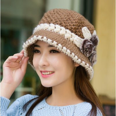 Hand-Hooked Wool Knit Dome Hat – Women's Autumn & Winter Wide Brim Hat - Vintgedrifter