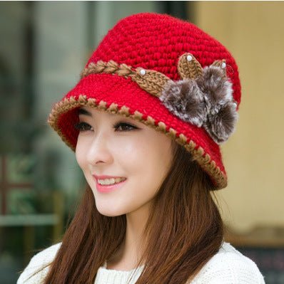 Hand-Hooked Wool Knit Dome Hat – Women's Autumn & Winter Wide Brim Hat - Vintgedrifter