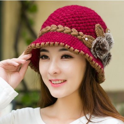 Hand-Hooked Wool Knit Dome Hat – Women's Autumn & Winter Wide Brim Hat - Vintgedrifter