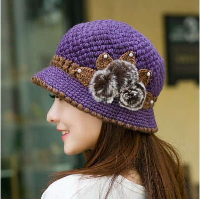 Hand-Hooked Wool Knit Dome Hat – Women's Autumn & Winter Wide Brim Hat - Vintgedrifter