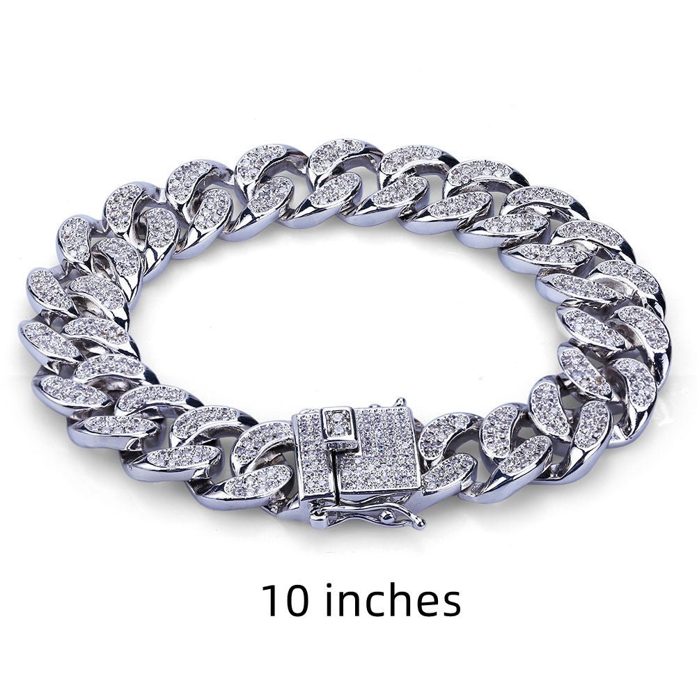 Hip Hop Cuban Chain Bracelet – Men's Zircon Geometric Bracelet | Gold & Silver - Vintgedrifter