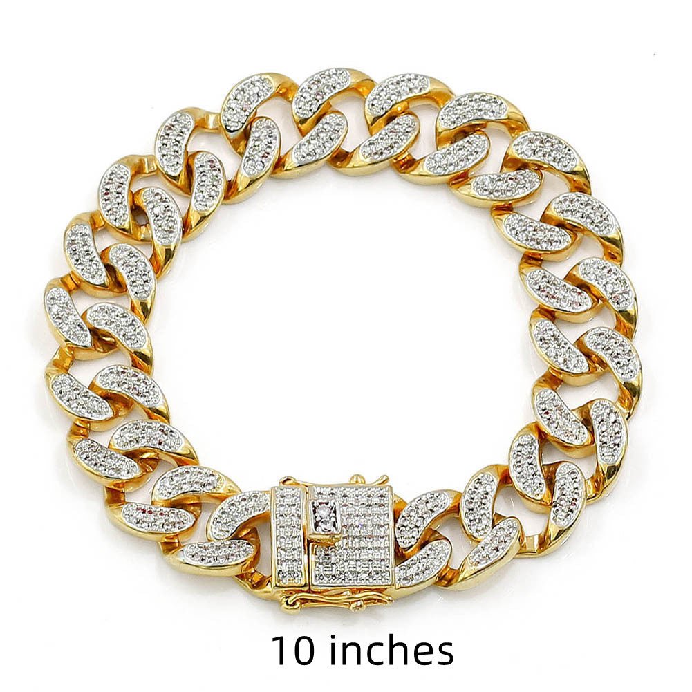 Hip Hop Cuban Chain Bracelet – Men's Zircon Geometric Bracelet | Gold & Silver - Vintgedrifter