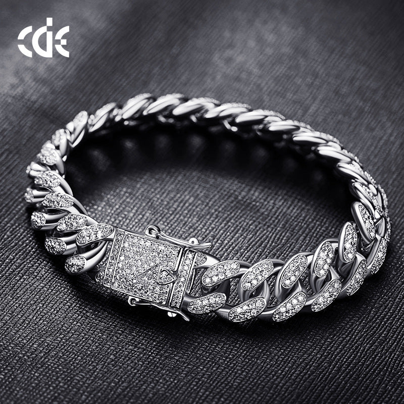 Hip Hop Cuban Chain Bracelet – Men's Zircon Geometric Bracelet | Gold & Silver - Vintgedrifter