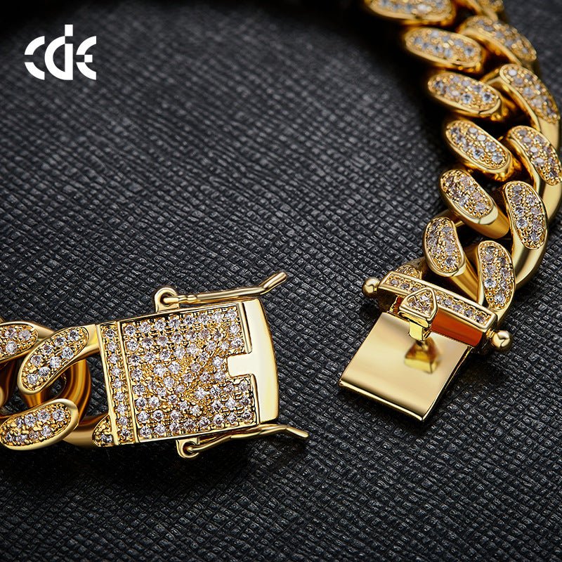 Hip Hop Cuban Chain Bracelet – Men's Zircon Geometric Bracelet | Gold & Silver - Vintgedrifter