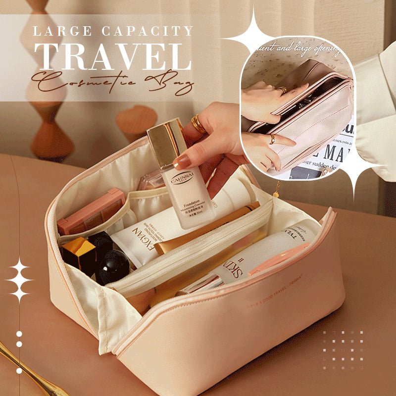 Large Capacity PU Leather Travel Cosmetic Bag – Women's Makeup Organizer | 9 Colors - Vintgedrifter