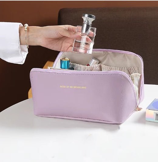 Large Capacity PU Leather Travel Cosmetic Bag – Women's Makeup Organizer | 9 Colors - Vintgedrifter