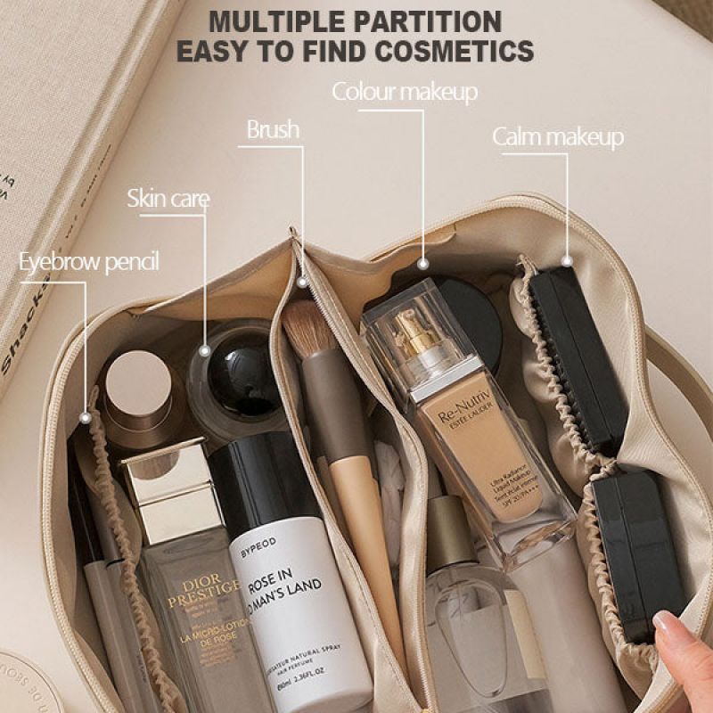 Large Capacity PU Leather Travel Cosmetic Bag – Women's Makeup Organizer | 9 Colors - Vintgedrifter